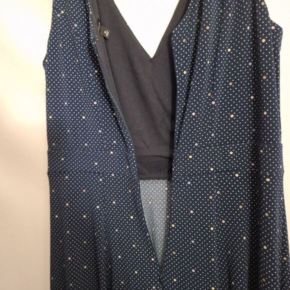 Ann Taylor Womens Sleeveless Dress Navy Polka Dot Classic A Line Retro Size 10 - Picture 6 of 12